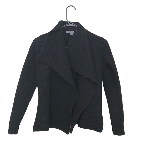 Vince Sweaters - Vince Wool/Yak Black Drape Front Cardigan